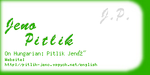 jeno pitlik business card